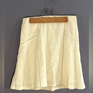 Ann Taylor Loft 00P white work skirt double lined cotton and linen